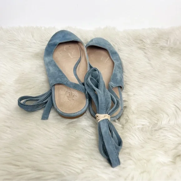 Madewell April Blue Suede Lace Up Ballet Flats Size 7.5 - Picture 3 of 8